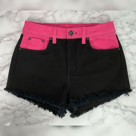Rag & Bone Custom Cutoff Black Pink Ash Mom Denim Jean Shorts 26 - Picture 1 of 6